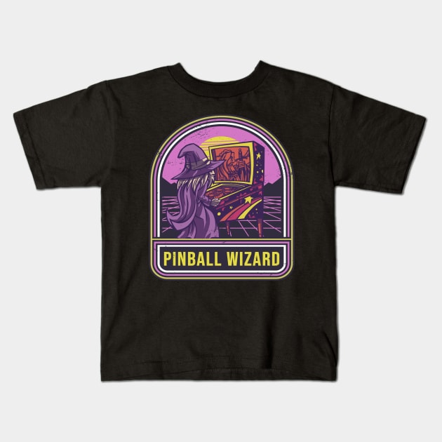 Retro Pinball Wizard Kids T-Shirt by Cosmo Gazoo